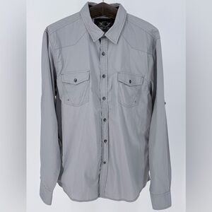 Drill NYC Western Utility Button Down Shirt XL Gray